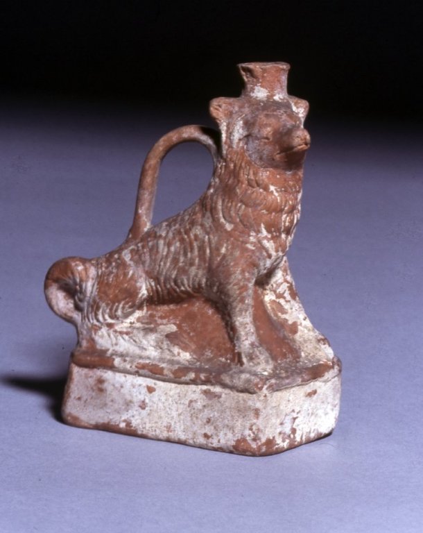 Askos in the form of a seated dog, from Knidos, Turkey, ca. 1st - 2nd century AD, now held by the British Museum. 